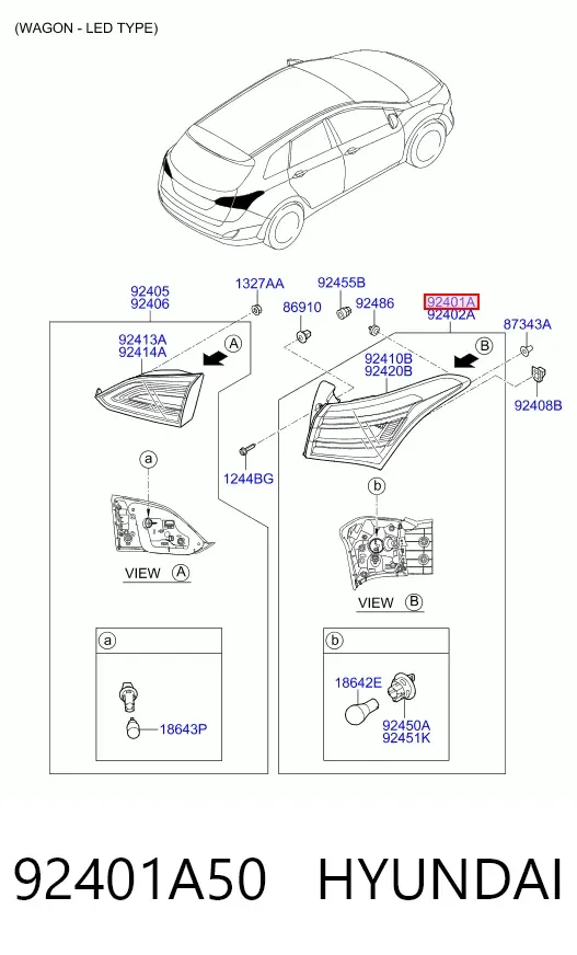 Lanterna traseira esquerda externa 92401A50 Hyundai/Kia