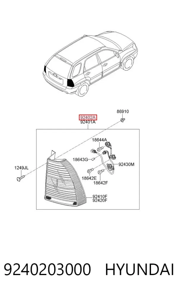 Lanterna traseira direita 9240203000 Hyundai/Kia