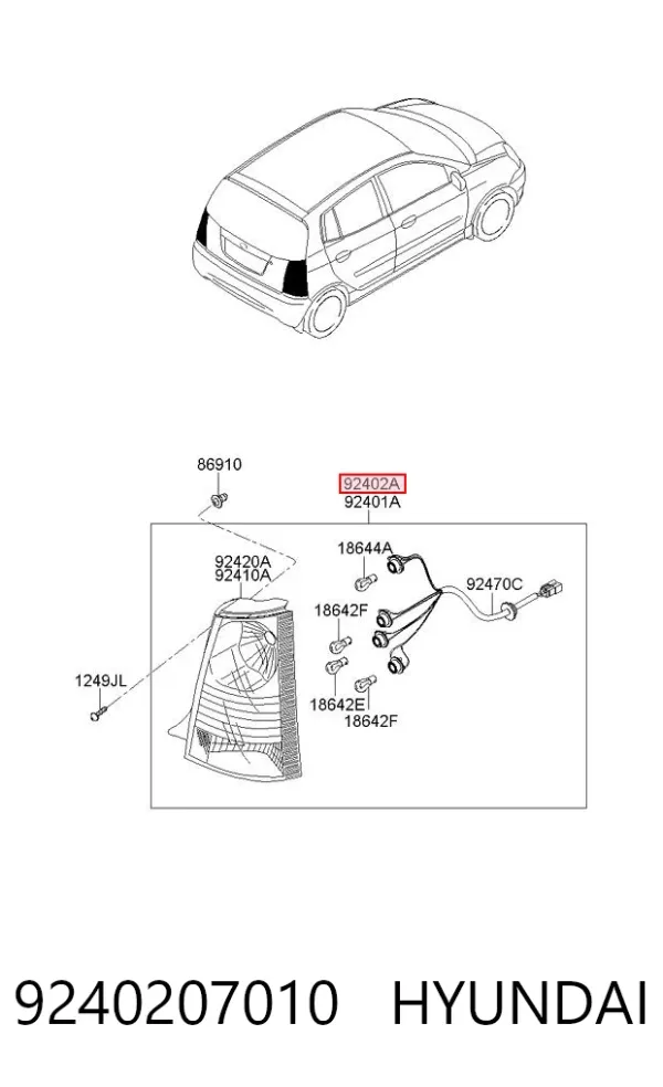 Lanterna traseira direita 9240207010 Hyundai/Kia