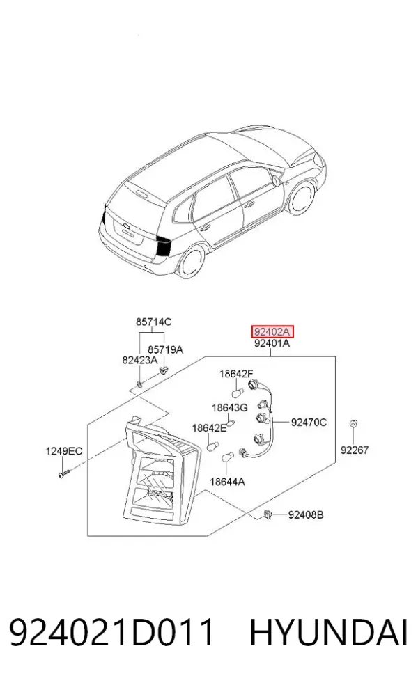 Lanterna traseira direita 924021D011 Hyundai/Kia