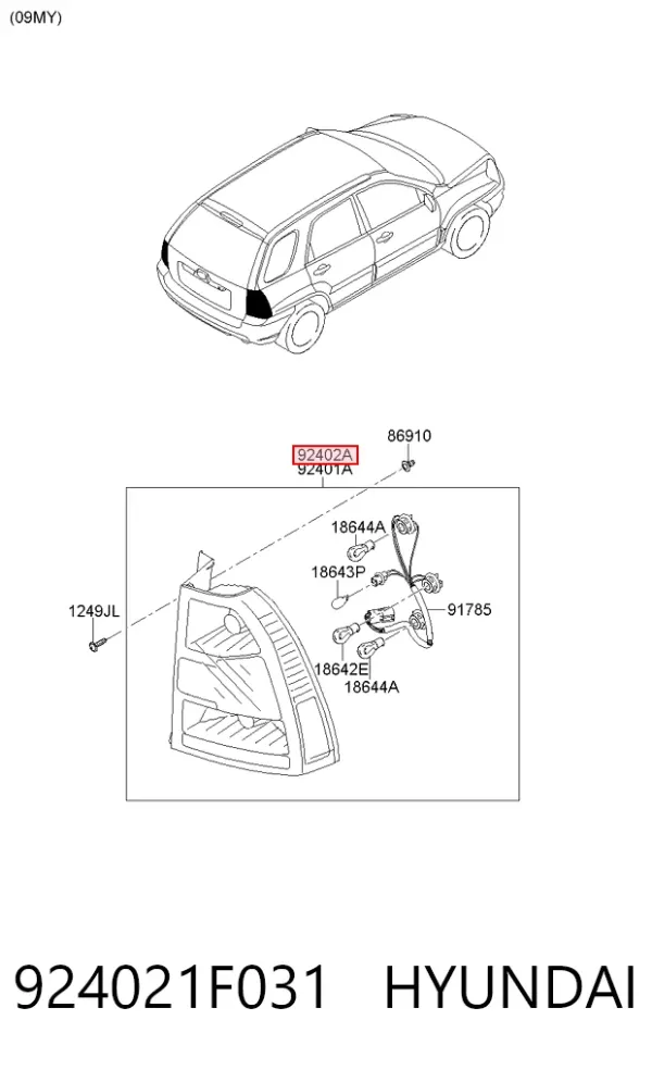 Lanterna traseira direita 924021F031 Hyundai/Kia