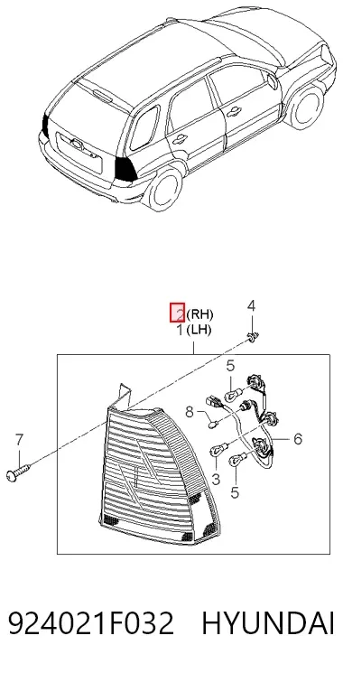 Lanterna traseira direita 924021F032 Hyundai/Kia