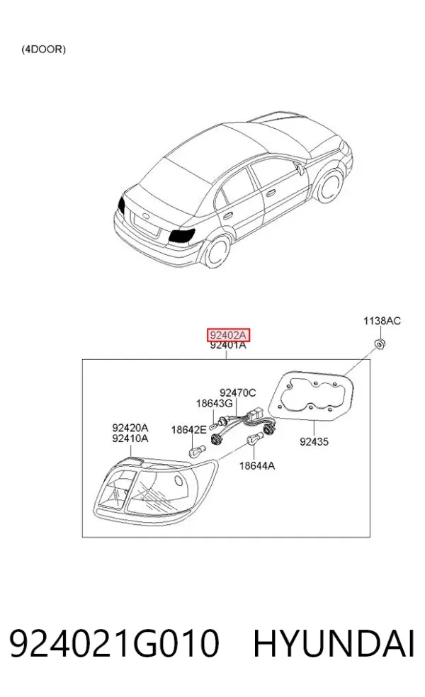 Lanterna traseira direita 924021G010 Hyundai/Kia