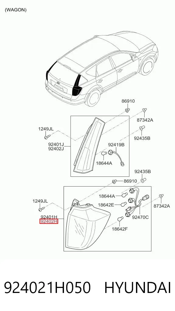 Lanterna traseira direita 924021H050 Hyundai/Kia