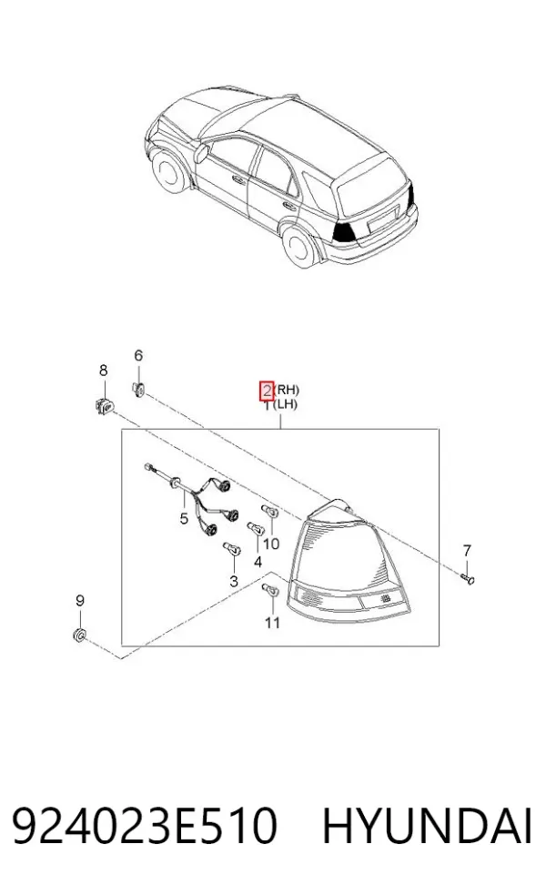 Lanterna traseira direita 924023E510 Hyundai/Kia