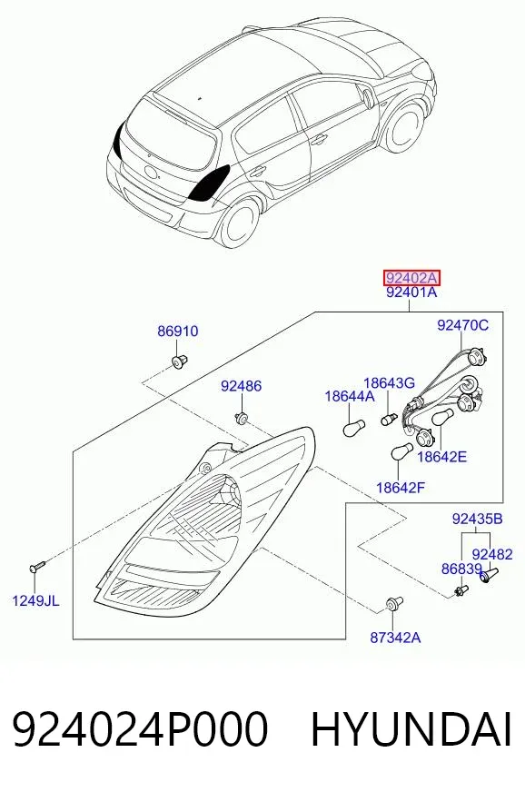 Lanterna traseira direita 924024P000 Hyundai/Kia