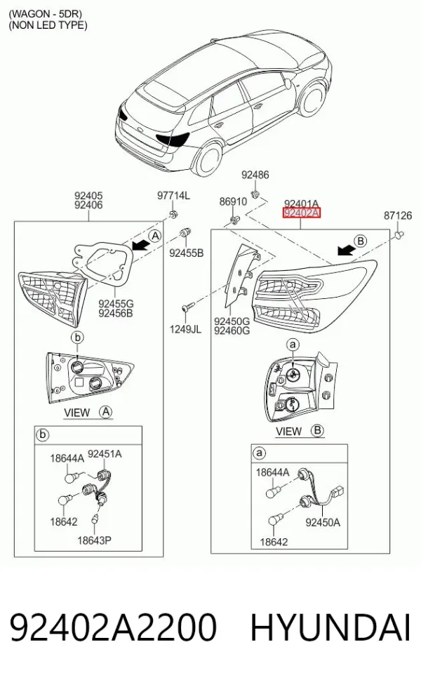 Lanterna traseira direita externa 92402A2200 Hyundai/Kia