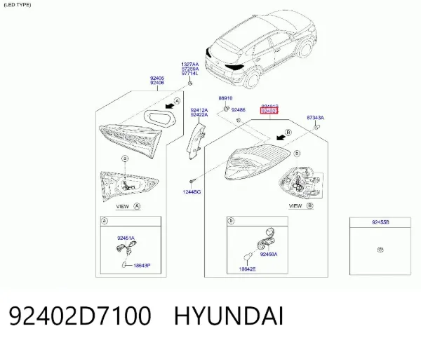 Lanterna traseira direita externa 92402D7100 Hyundai/Kia