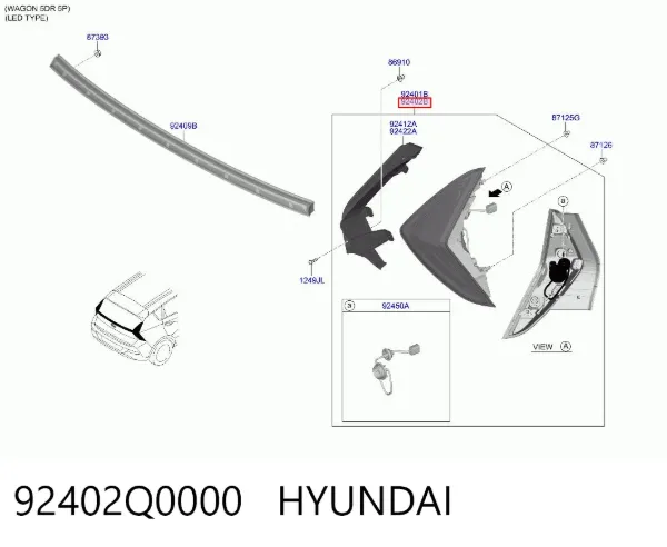 Lanterna traseira direita externa 92402Q0000 Hyundai/Kia
