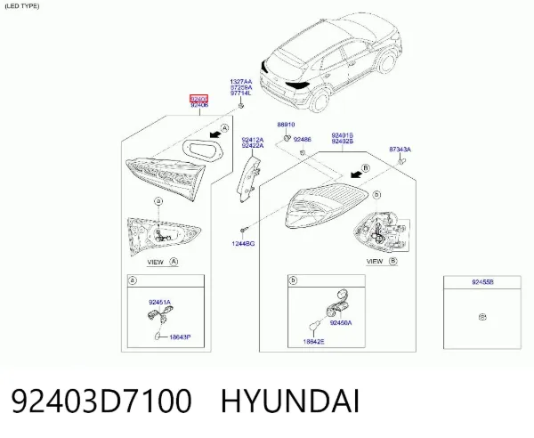 Lanterna traseira esquerda interna 92403D7100 Hyundai/Kia