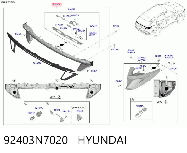 Lanterna traseira central 92403N7020 Hyundai/Kia