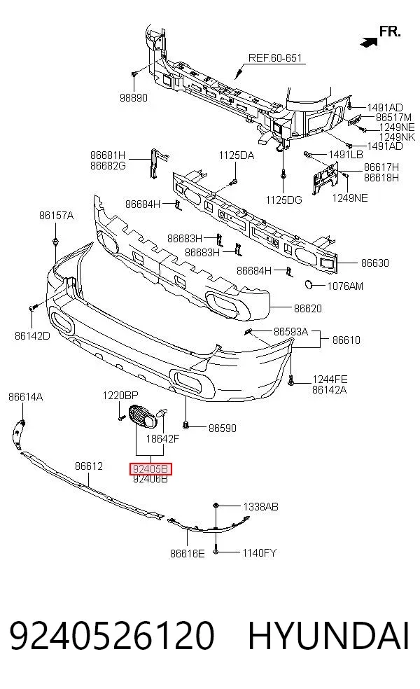 Lanterna de nevoeiro traseira esquerda 9240526120 Hyundai/Kia