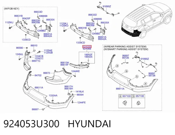 Lanterna de nevoeiro traseira esquerda 924053U300 Hyundai/Kia