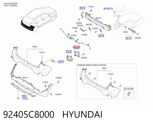 Lanterna de nevoeiro traseira esquerda 92405C8000 Hyundai/Kia