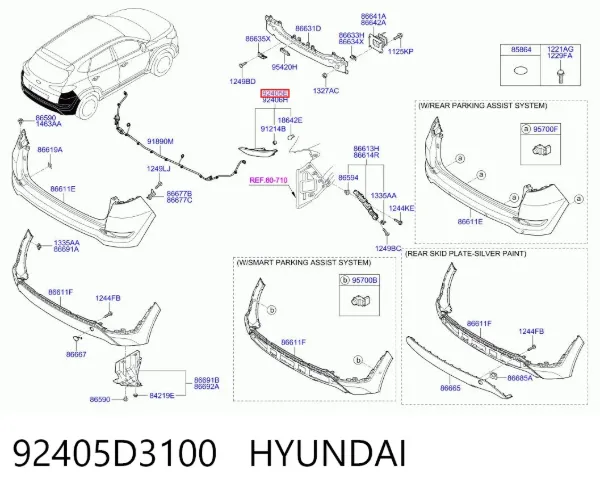 Lanterna de nevoeiro traseira esquerda 92405D3100 Hyundai/Kia