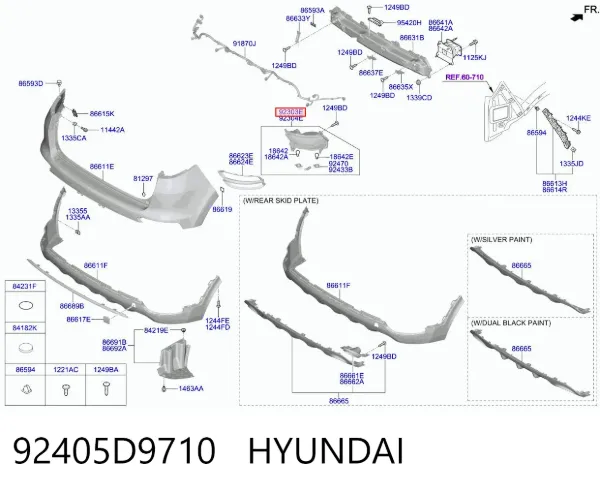 Lanterna de nevoeiro traseira esquerda 92405D9710 Hyundai/Kia