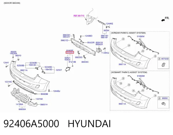 Lanterna de nevoeiro traseira direita 92406A5000 Hyundai/Kia