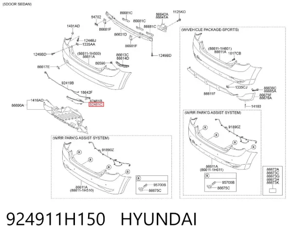 Lanterna de nevoeiro traseira direita 924911H150 Hyundai/Kia