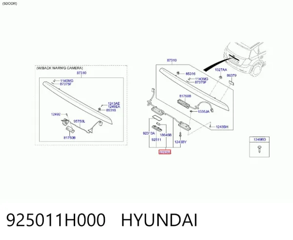 Lanterna da luz de fundo de matrícula traseira 925011H000 Hyundai/Kia
