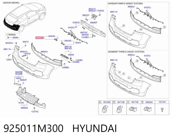Lanterna da luz de fundo de matrícula traseira 925011M300 Hyundai/Kia