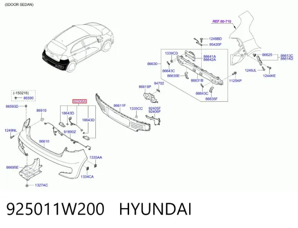 Lanterna da luz de fundo de matrícula traseira Hyundai Sonata VII