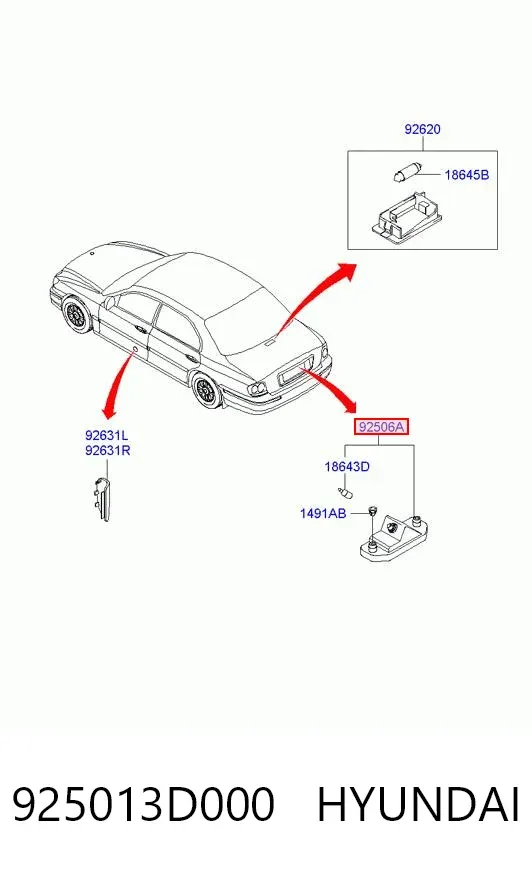 Lanterna da luz de fundo de matrícula traseira Hyundai Sonata IV