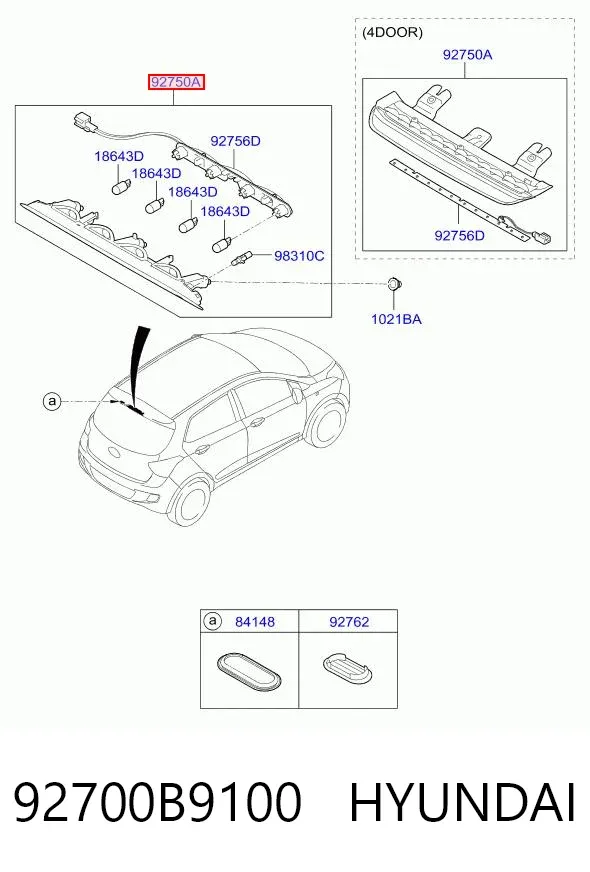 Sinal de parada traseiro adicional 92700B9100 Hyundai/Kia