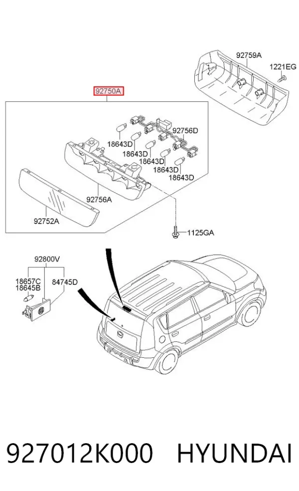 Sinal de parada traseiro adicional KIA Soul I