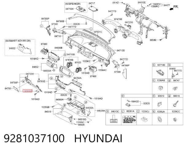 Vidro de quebra-luz de iluminação de salão (de cabina) 9281037100 Hyundai/Kia
