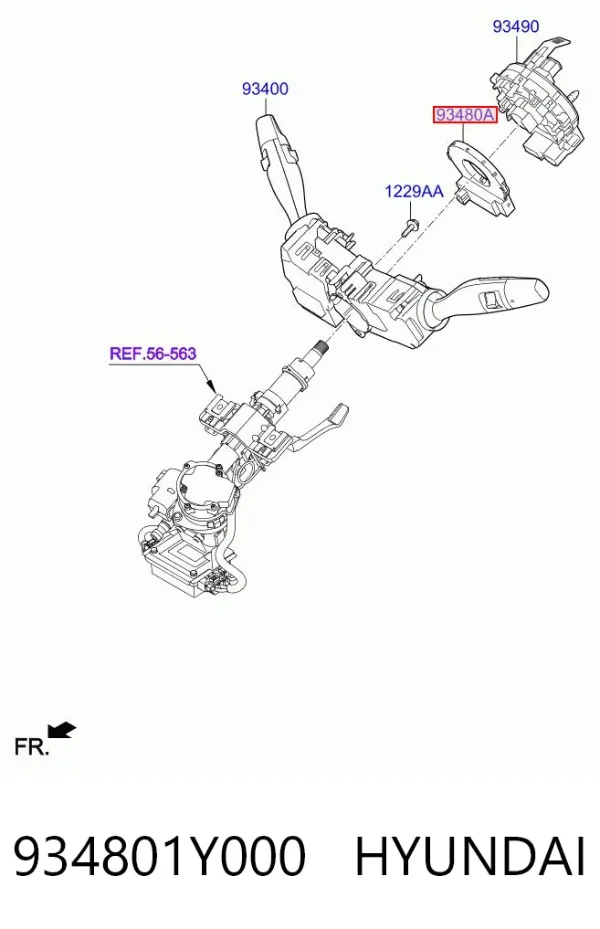 Sensor do ângulo de viragem do volante de direção Hyundai Tucson III