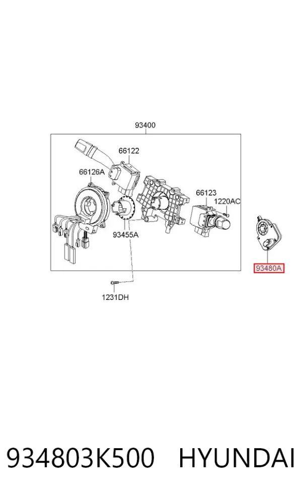 Sensor do ângulo de viragem do volante de direção 934803K500 Hyundai/Kia
