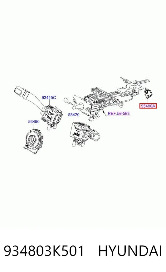 Sensor do ângulo de viragem do volante de direção Hyundai Sonata V