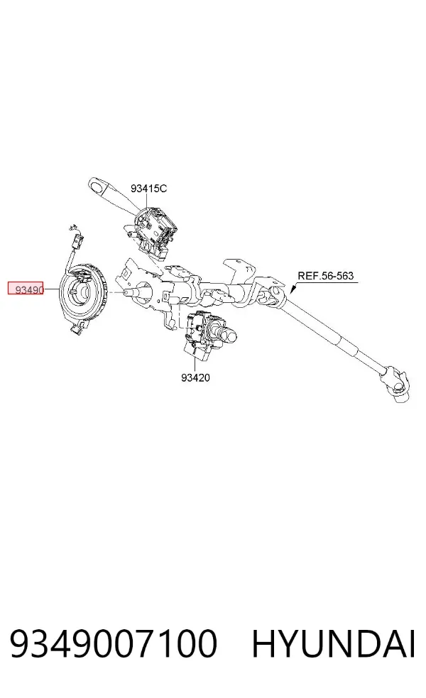 Anel AIRBAG de contato, cabo plano do volante 9349007100 Hyundai/Kia