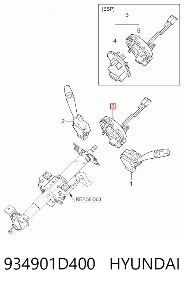 Anel AIRBAG de contato, cabo plano do volante 934901D400 Hyundai/Kia