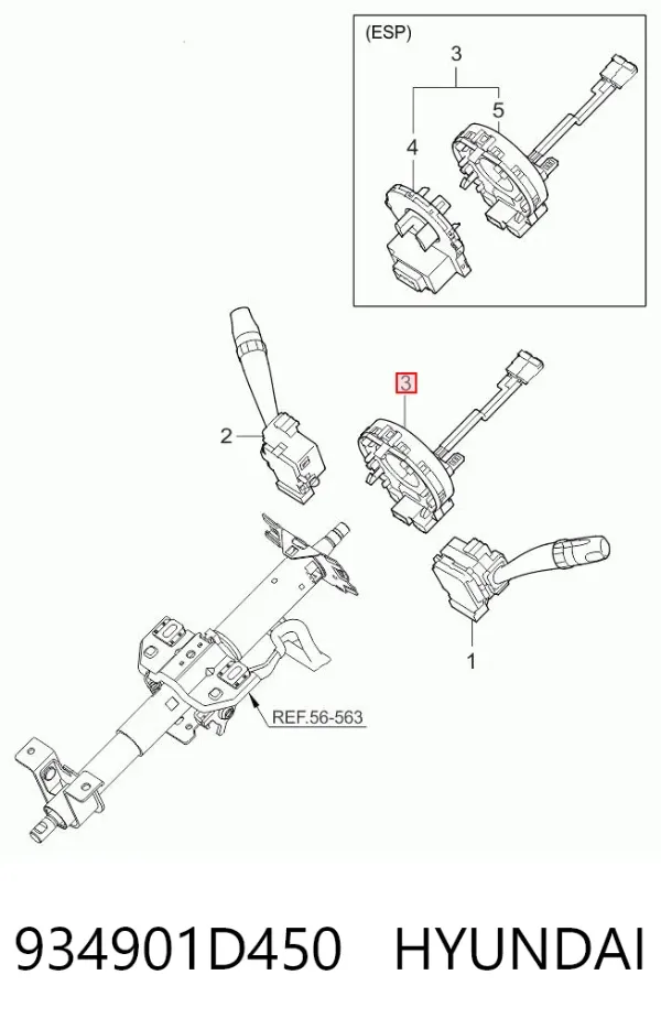Anel AIRBAG de contato, cabo plano do volante 934901D450 Hyundai/Kia