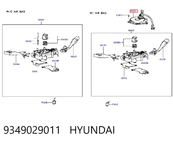 Anel AIRBAG de contato, cabo plano do volante 9349029011 Hyundai/Kia