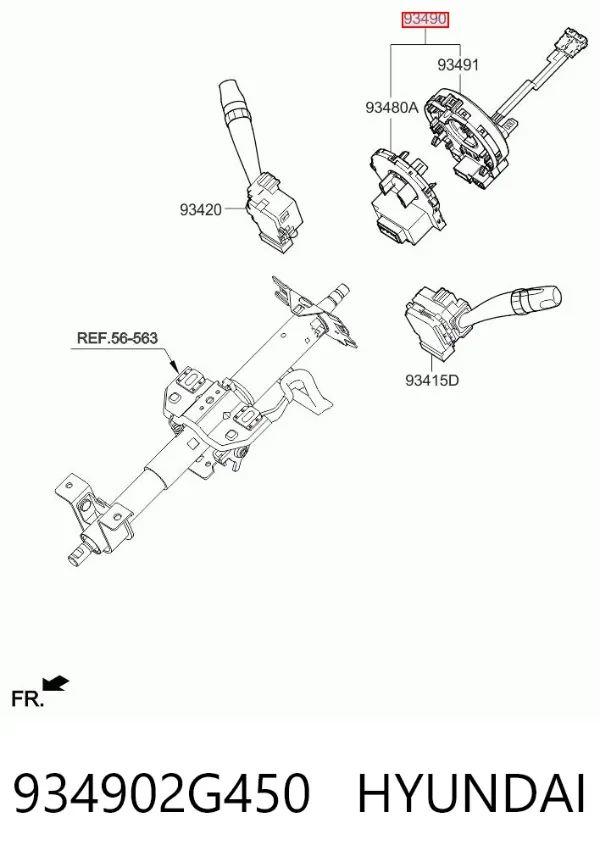 Anel AIRBAG de contato, cabo plano do volante 934902G450 Hyundai/Kia