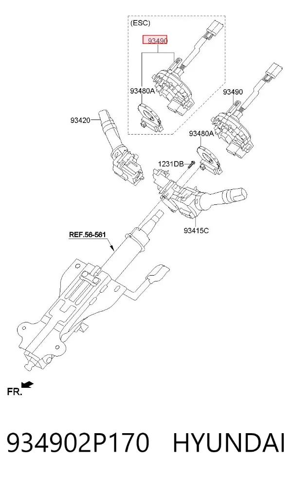Anel AIRBAG de contato, cabo plano do volante 934902P170 Hyundai/Kia