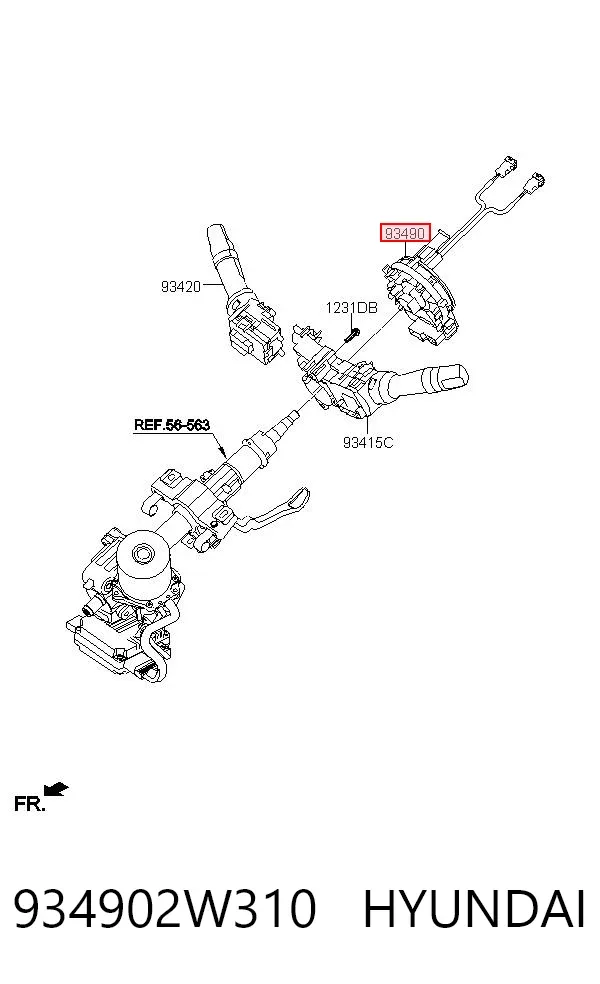 Anel AIRBAG de contato, cabo plano do volante 934902W310 Hyundai/Kia