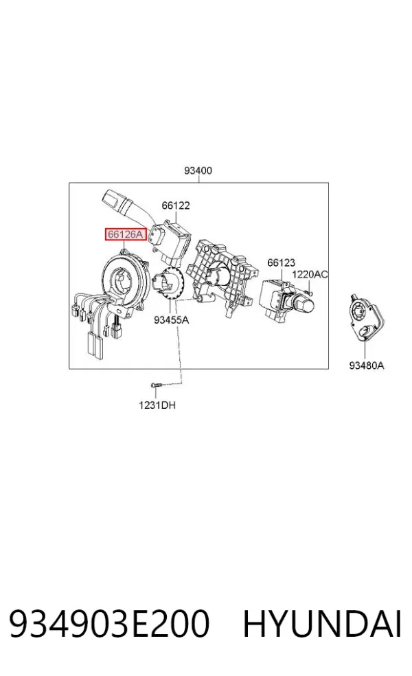 Anel AIRBAG de contato, cabo plano do volante 934903E200 Hyundai/Kia