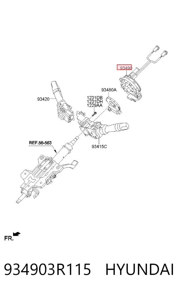 Anel AIRBAG de contato, cabo plano do volante 934903R115 Hyundai/Kia
