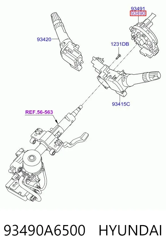 Anel AIRBAG de contato, cabo plano do volante 93490A6500 Hyundai/Kia