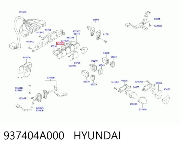Botão de ativação das luzes de nevoeiro 937404A000 Hyundai/Kia