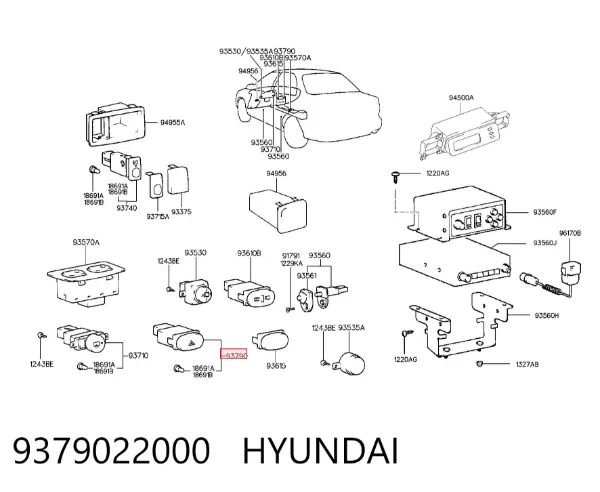 Botão de ativação do sinal de emergência Hyundai Accent I