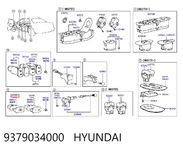 Botão de ativação do sinal de emergência Hyundai Sonata III