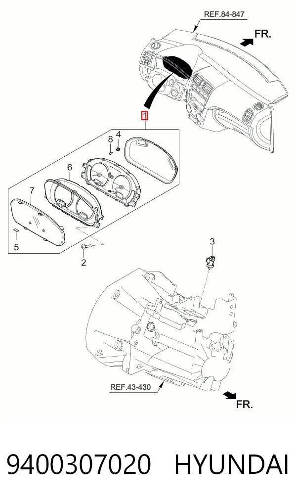 Painel de instrumentos (quadro de instrumentos) 9400307020 Hyundai/Kia