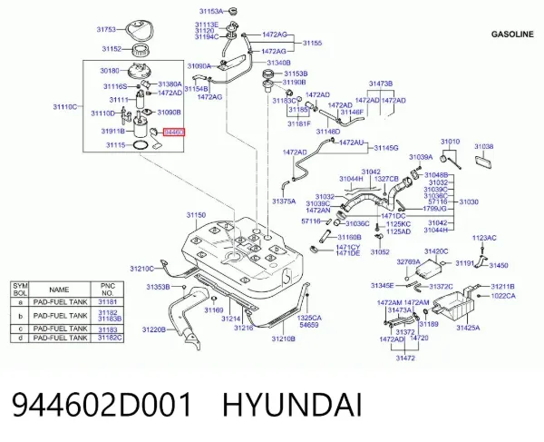 Sensor do nível de combustível no tanque 944602D001 Hyundai/Kia