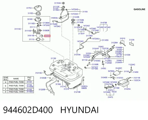 Sensor do nível de combustível no tanque 944602D400 Hyundai/Kia