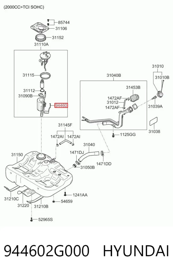Sensor do nível de combustível no tanque KIA Magentis II