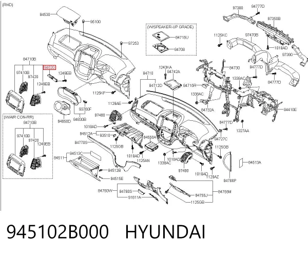Relógio do salão 945102B000 Hyundai/Kia